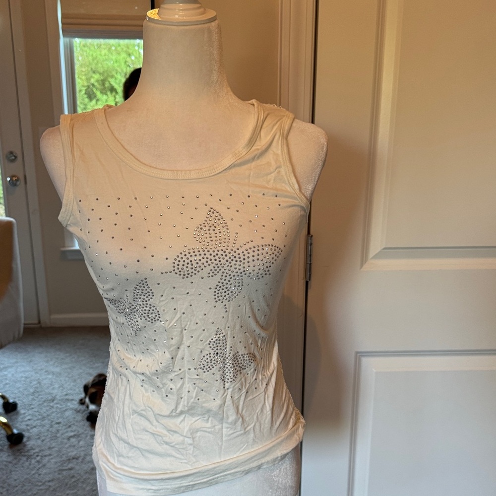 Sparkly White Sleeveless Top